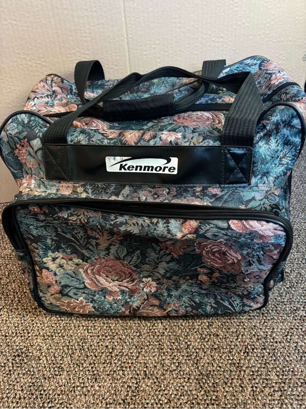 Vintage Kenmore Sewing Machine Carrying Case, Travel Carry Tote Bag Tapestry